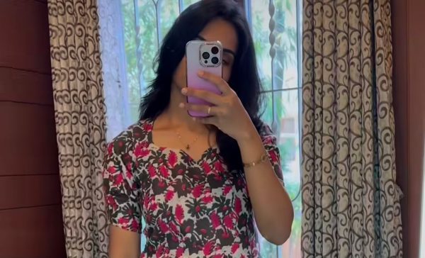 Brown with Red Flower design Kurti