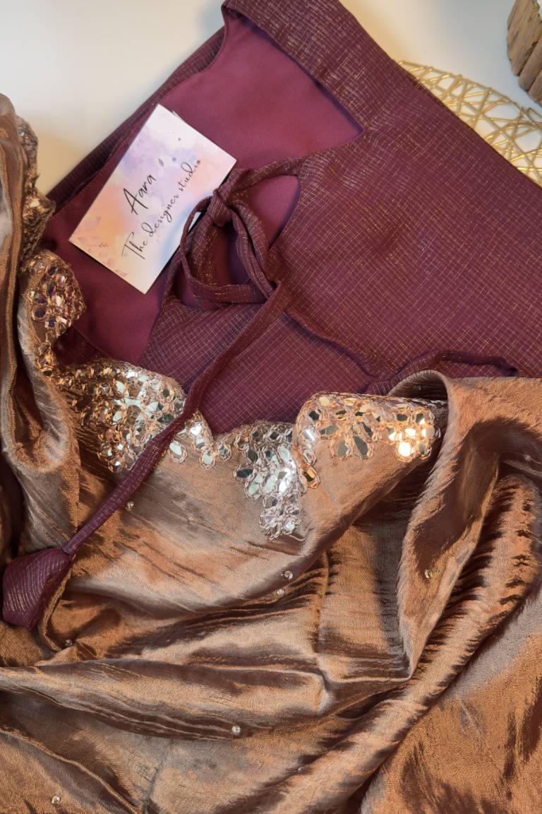 Vichitra silk with mirror work Duppata - Image 7