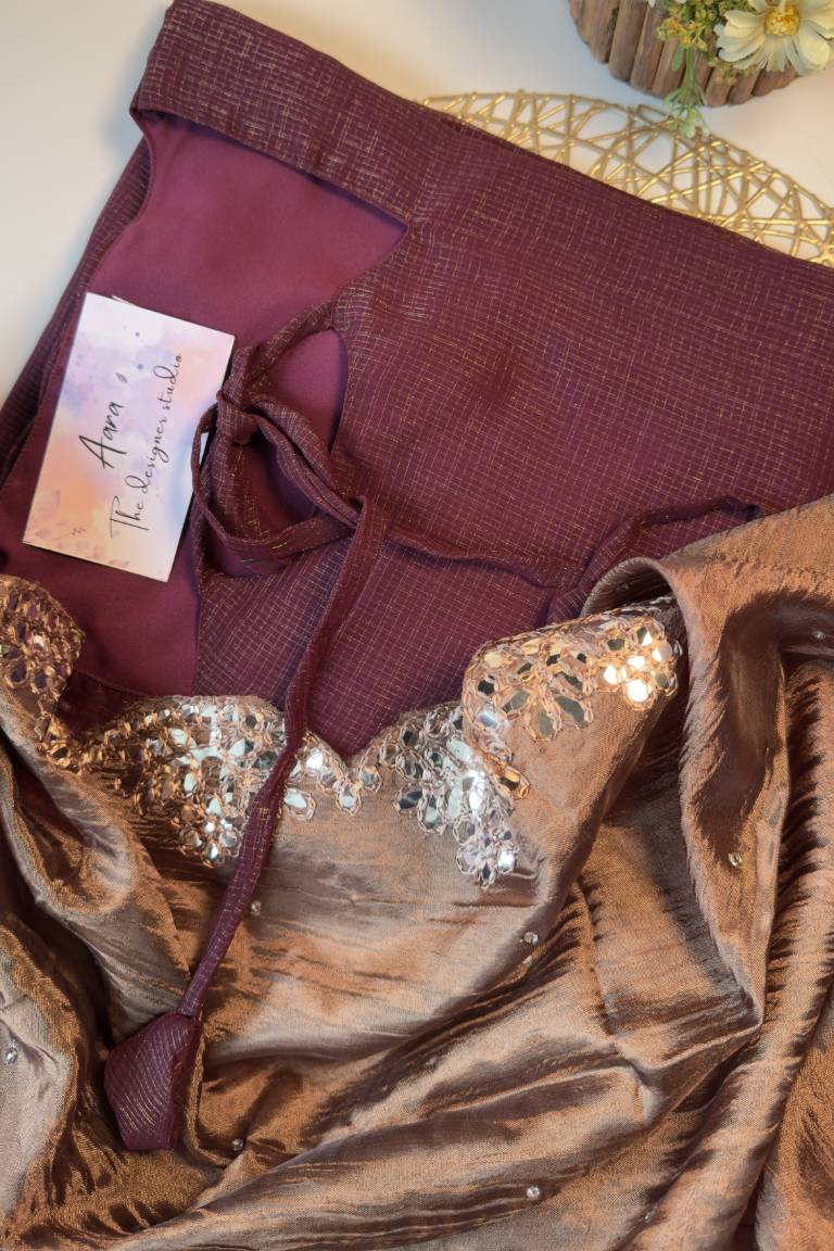 Vichitra silk with mirror work Duppata - Image 5