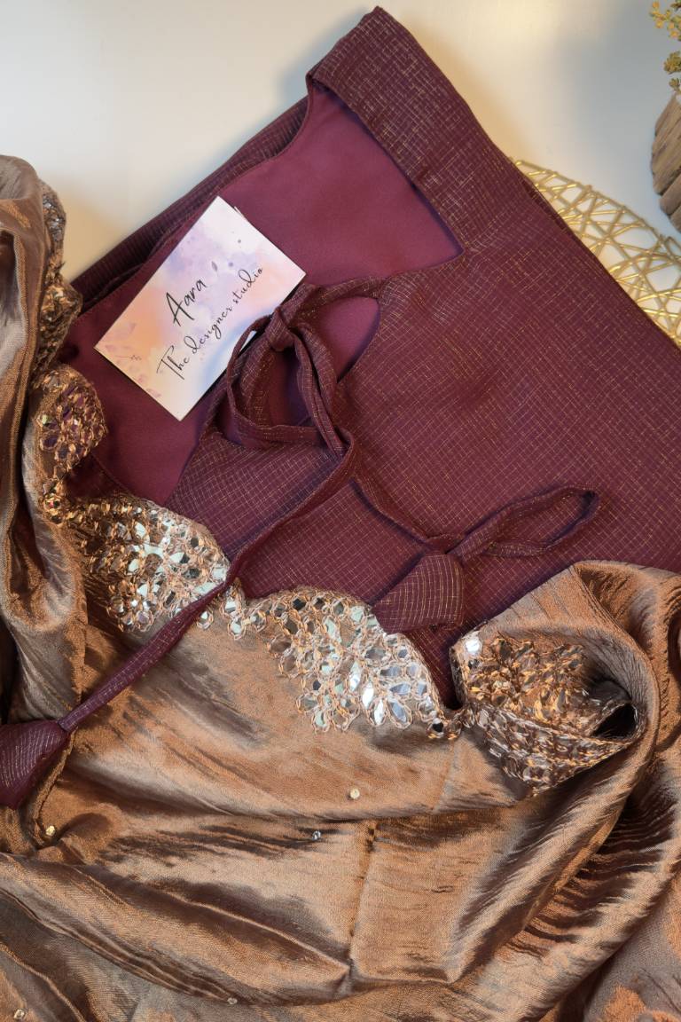 Vichitra silk with mirror work Duppata - Image 3