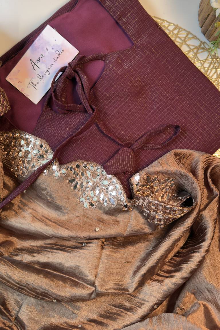 Vichitra silk with mirror work Duppata - Image 6