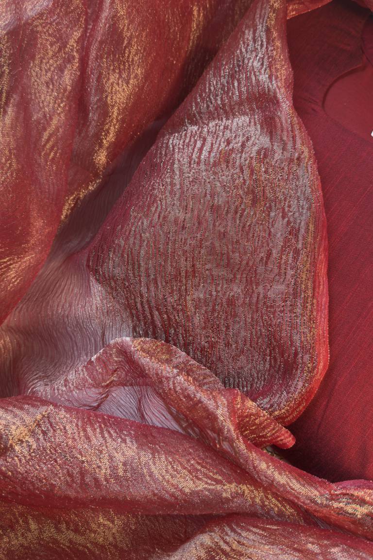 Raw silk with tissue Duppata-anarkali type - Image 4