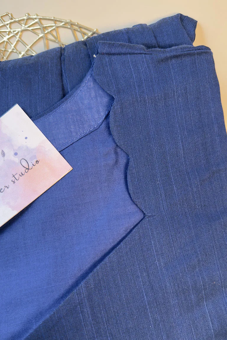Raw silk plain blue with mangalagiri Duppata - Image 4