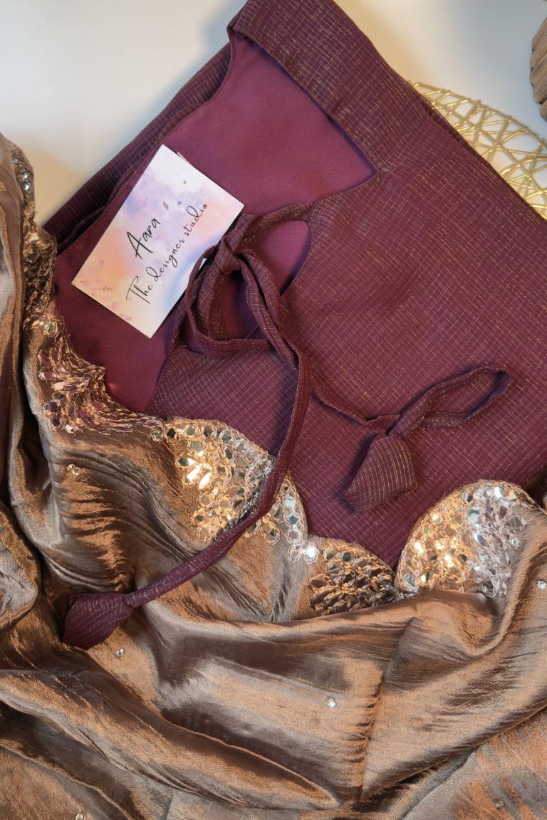 Vichitra silk with mirror work Duppata - Image 4