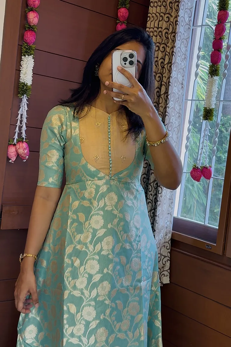 Blue Banarash Anarkali Copy