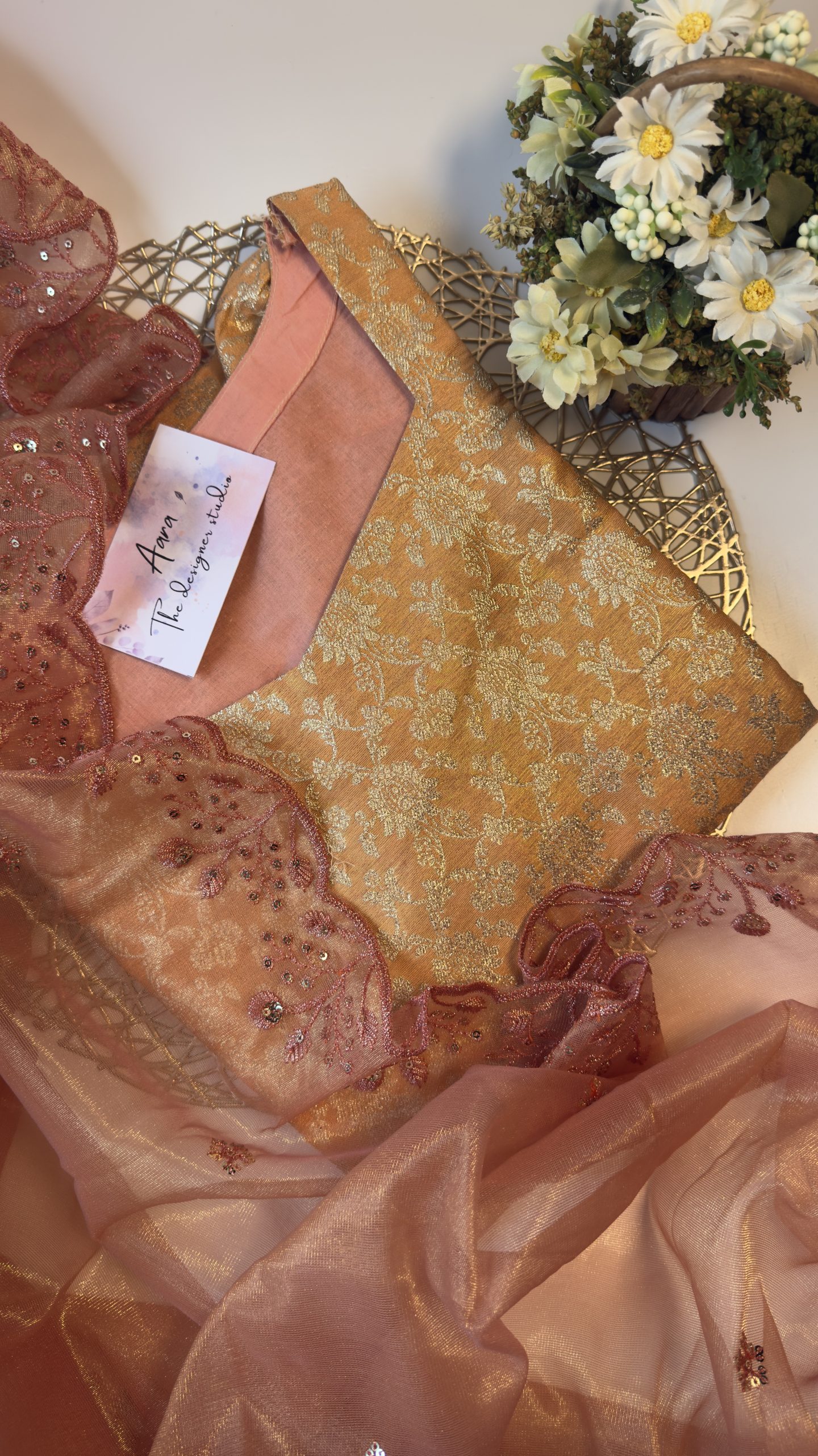 Orange shaded banaras A line with duppata