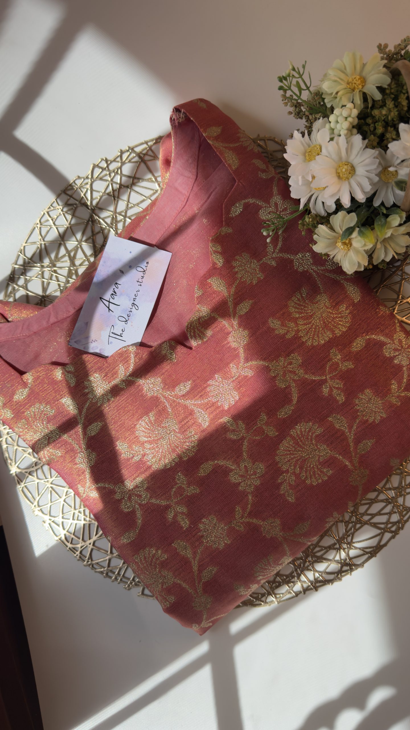 Peach banaras a A line half and half model - Image 4