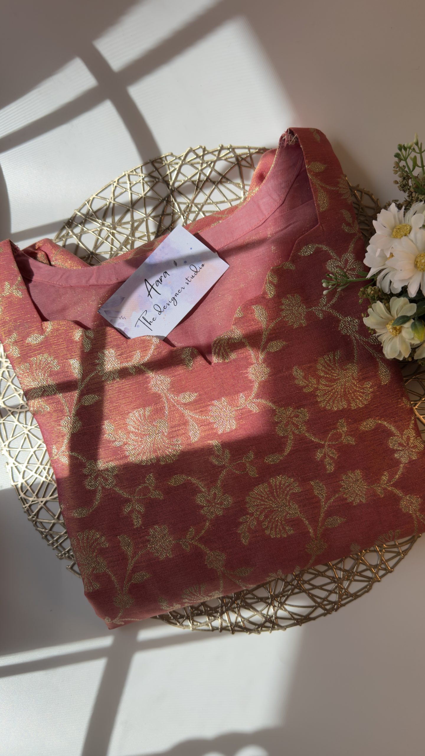 Peach banaras a A line half and half model - Image 3