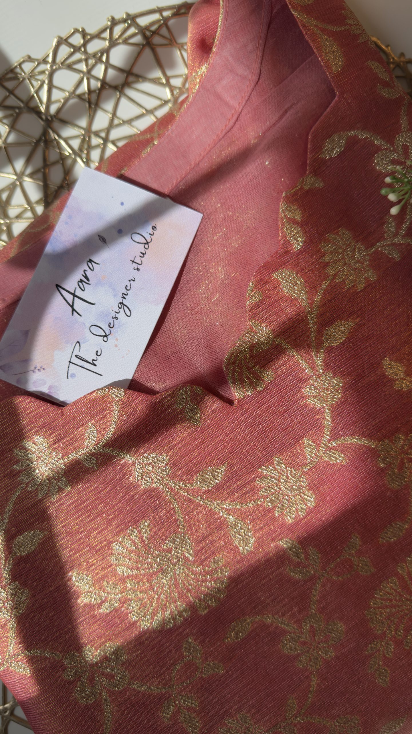 Peach banaras a A line half and half model - Image 5