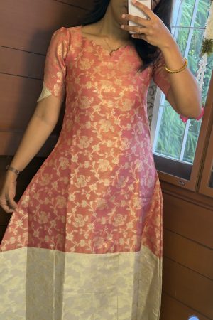 Peach banaras a A line half and half model