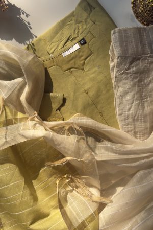 PONGAL SERIES 2K25 Three piece raw silk set (HA)