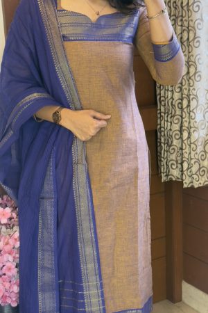 PONGAL SERIES 2K25 Mangalagiri ...mustard kurti with Blue pant and Duppata..(NA)