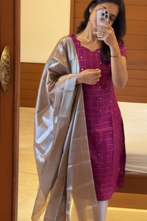 PONGAL SERIES 2K25 raw silk pink with tissue duppata (HA)