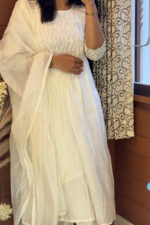 Mul Chanderi white suits Readymades (HA)