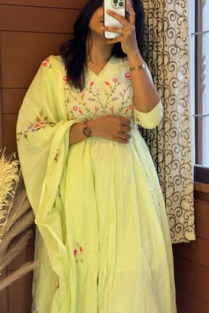 Mul Chanderi green suits Readymades (HA)