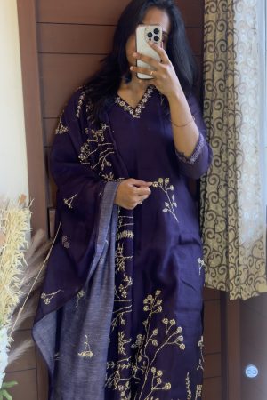 Mul Chanderi with Thread work Readymades007 (HA)