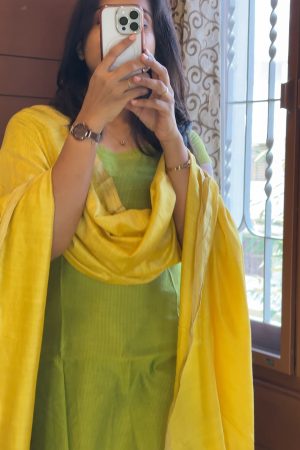 Semi Raw silk Kurti 3 piece set (HA)