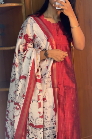 Readymade16 Honey orange Silk cotton kurti