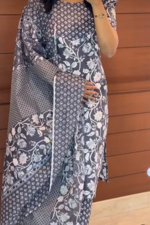 Cotton Grey with White 3 Piece set