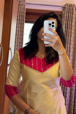 Aara022 Dupion Cotton Kurti
